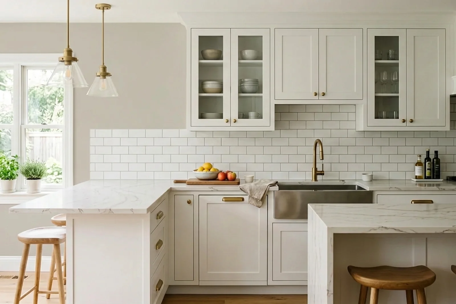 Revere Pewter HC-172 on the walls of a kitchen. AI-assisted composite.