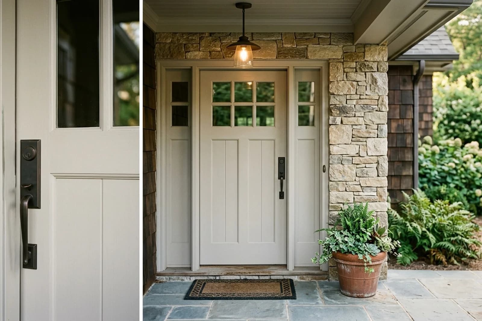 Front Door with neutral-toned painted walls. AI-assisted visualization.