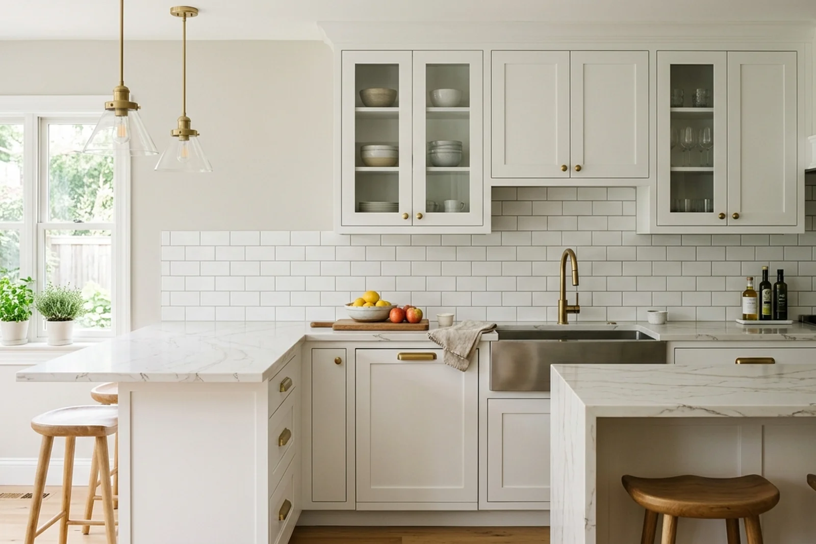 Kitchen with neutral-toned painted walls. AI-assisted visualization.