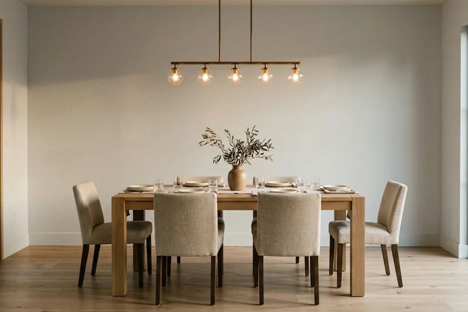 Agreeable Gray SW 7029 on the walls of a dining room. AI-assisted composite.