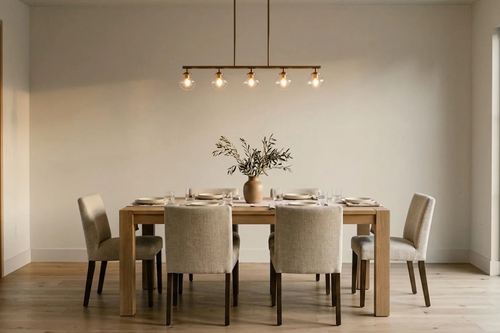 Accessible Beige SW 7036 on the walls of a dining room. AI-assisted composite.