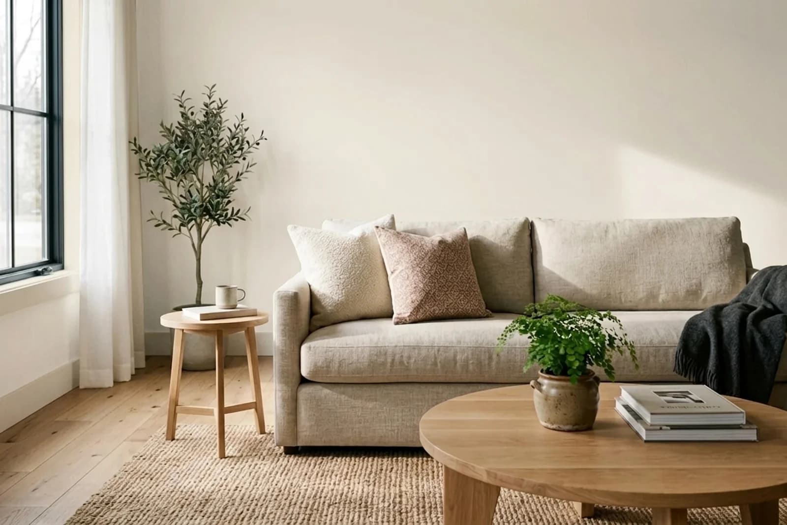 Asian Paints Morning Glory 0765 on the walls of a living room — AI-assisted visualization