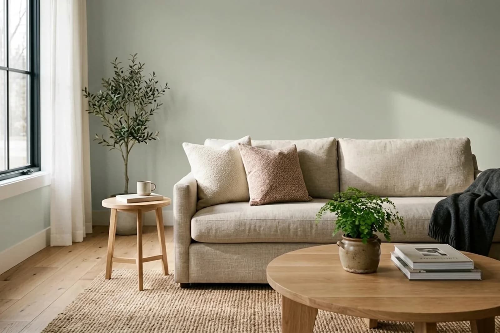 Asian Paints Tapestry 0972 on the walls of a living room — AI-assisted visualization