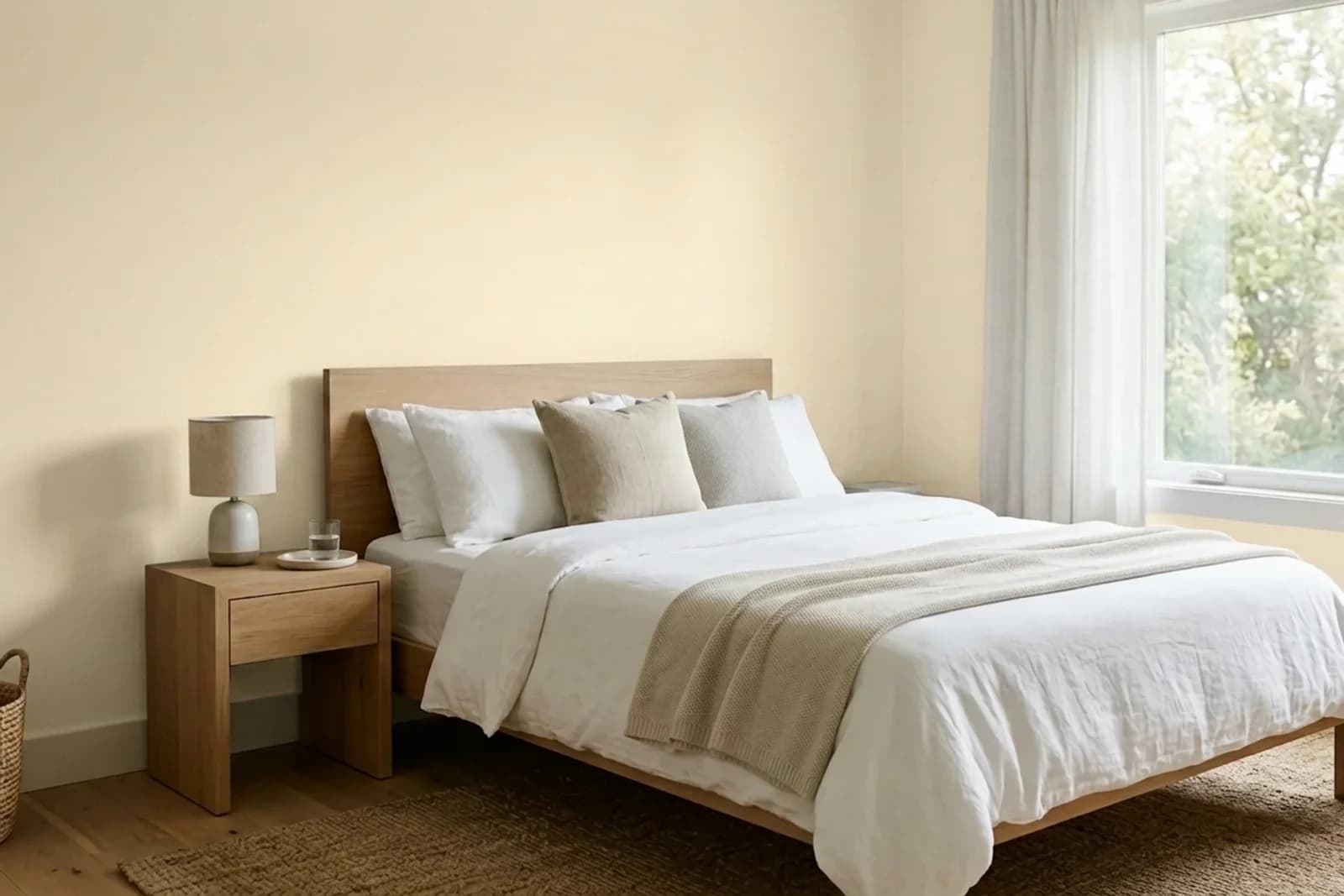 Asian Paints Candle Wick 7907 on the walls of a bedroom — AI-assisted visualization