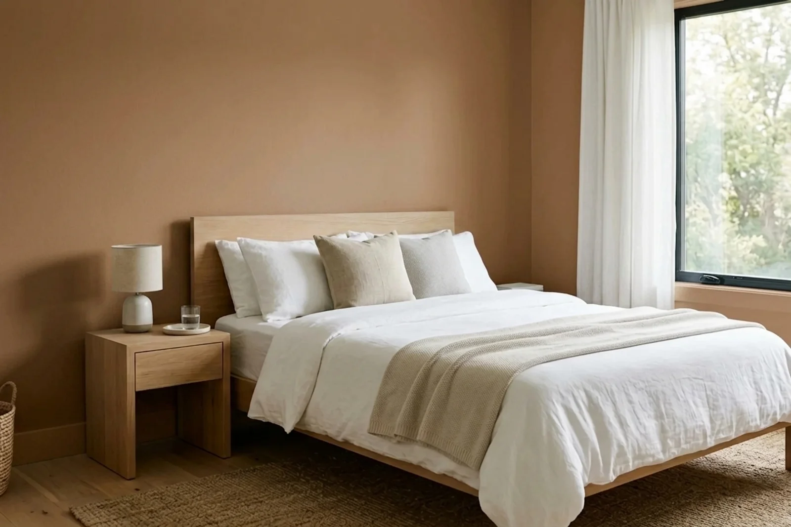 Asian Paints Indian Spice 8568 on the walls of a bedroom — AI-assisted visualization