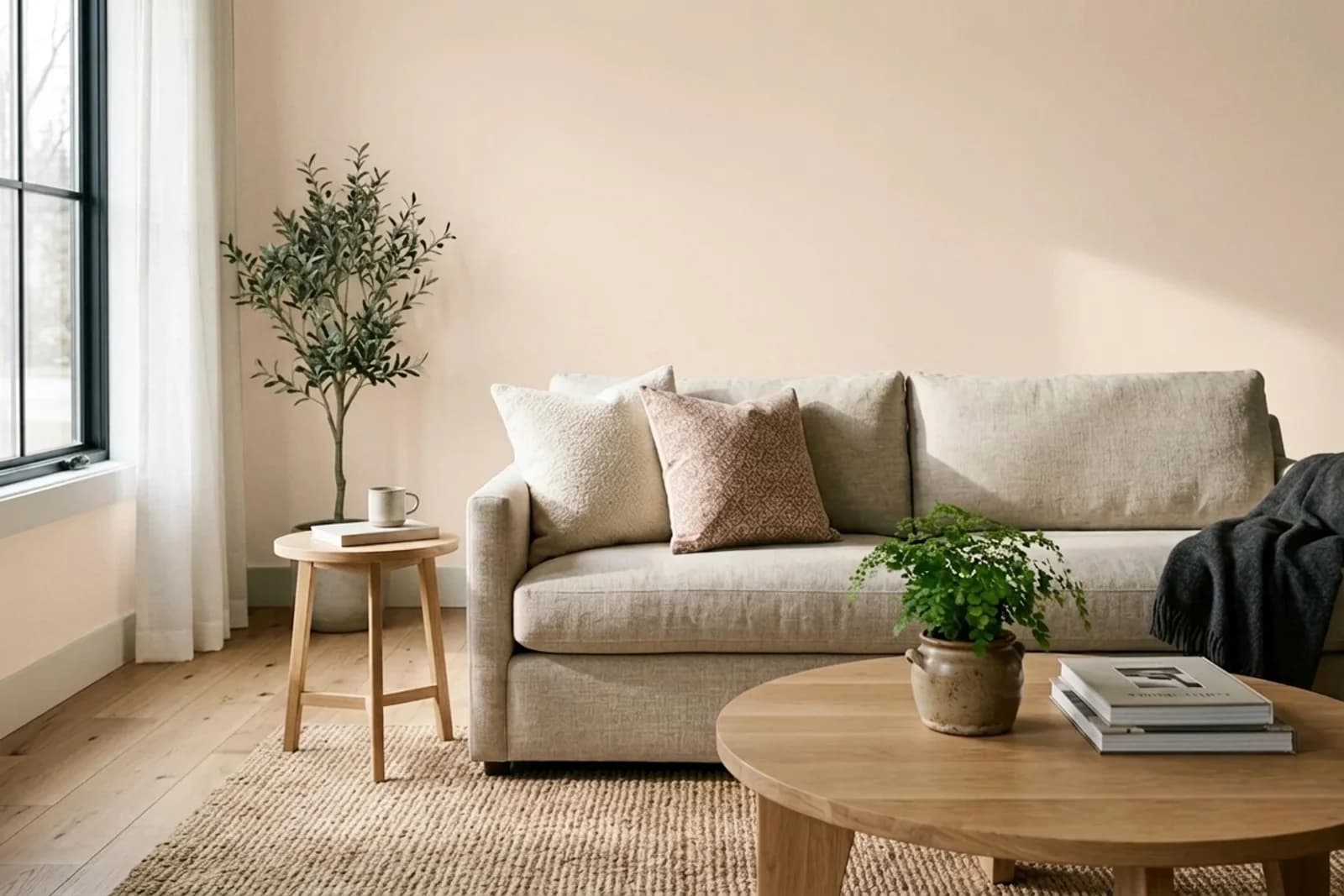 Asian Paints White Clay 8620 on the walls of a living room — AI-assisted visualization