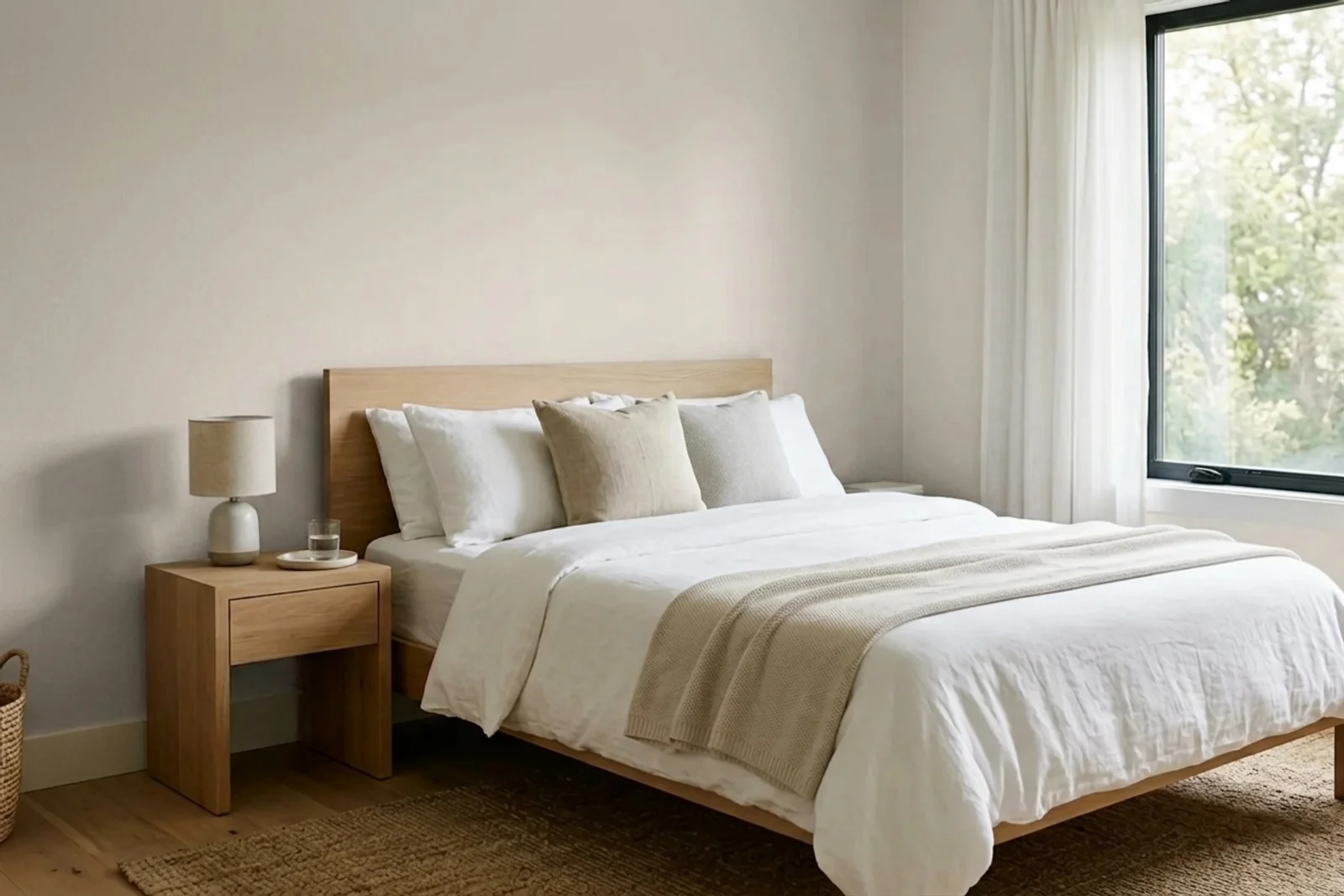 Asian Paints Cambridge 8771 on the walls of a bedroom — AI-assisted visualization