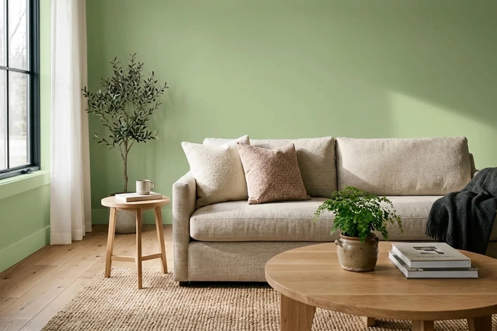 Asian Paints Cucumber Cooler-n 9779 on the walls of a living room — AI-assisted visualization