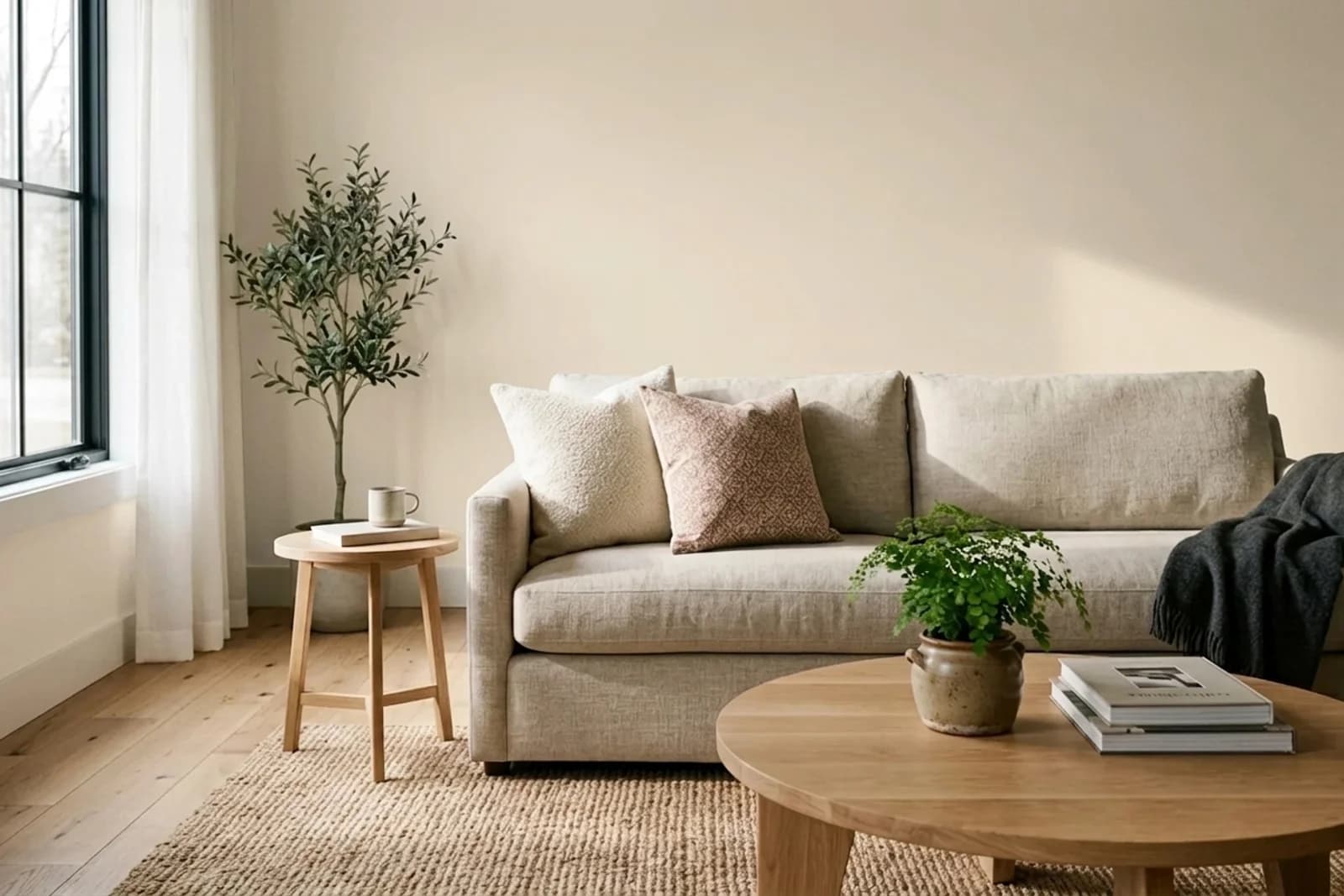 Asian Paints Harmony L147 on the walls of a living room — AI-assisted visualization