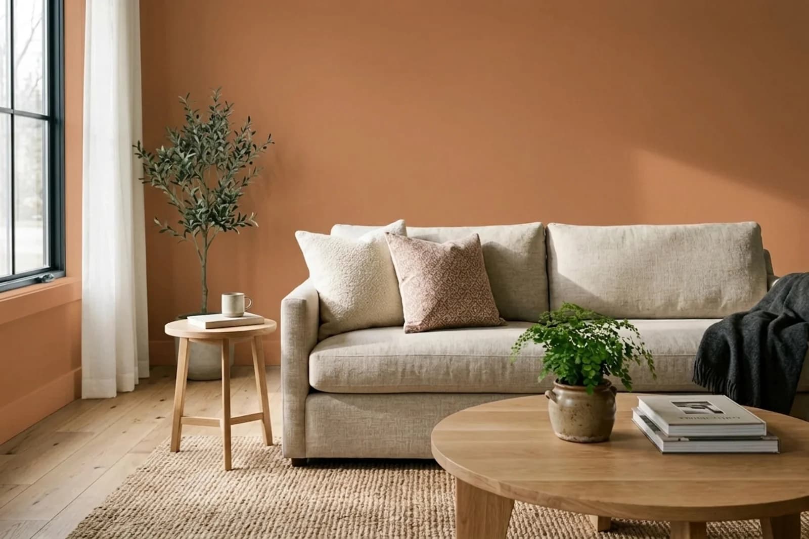 Dulux Spiced Terracotta 233394 on the walls of a living room — AI-assisted visualization