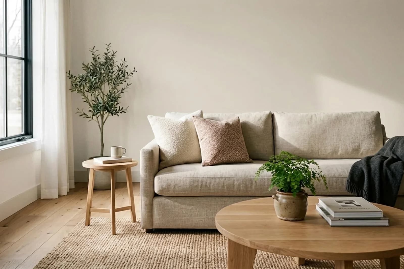 Nippon Paint Soft Tissue NP OW 1011P on the walls of a living room — AI-assisted visualization