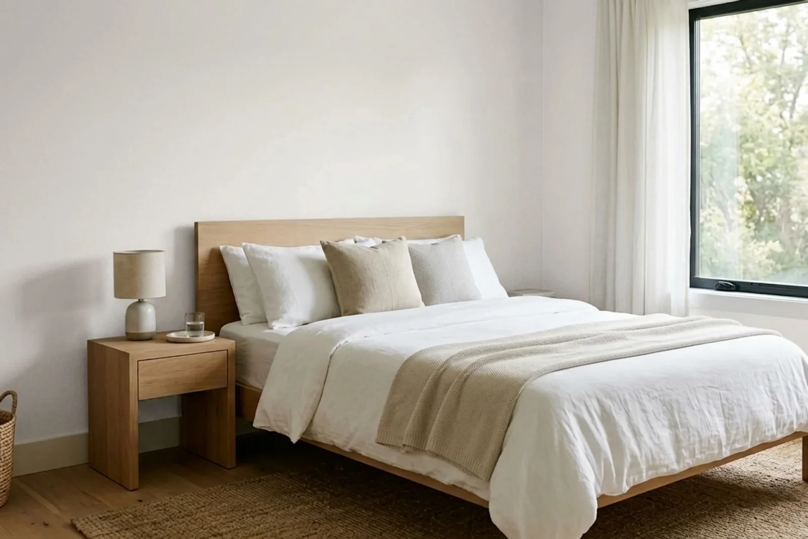 Nippon Paint Violet Whisper NP OW 1085P on the walls of a bedroom — AI-assisted visualization