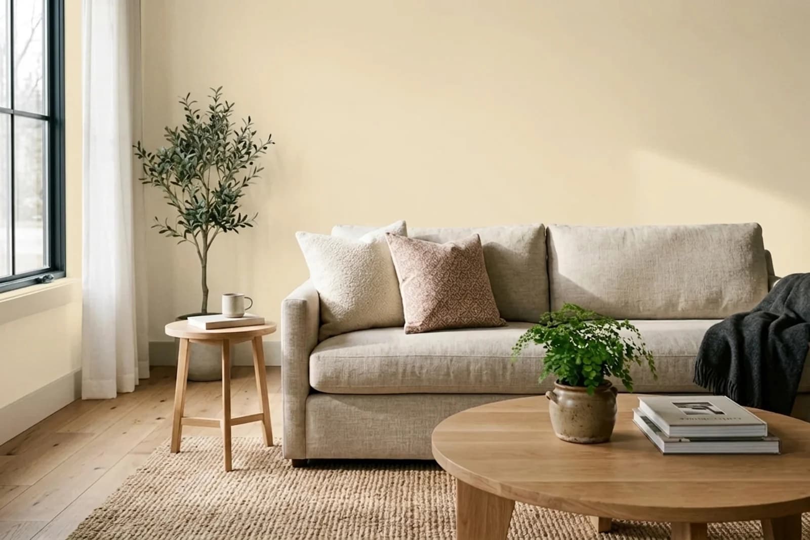 Nippon Paint Ivory NP OW 2251P on the walls of a living room — AI-assisted visualization