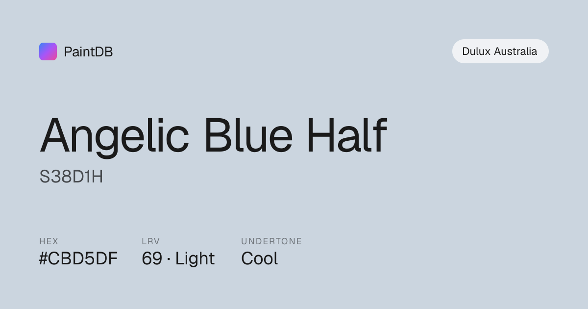 Dulux Australia Angelic Blue Half (S38D1H) — Cool Blue, LRV 69 | PaintDB