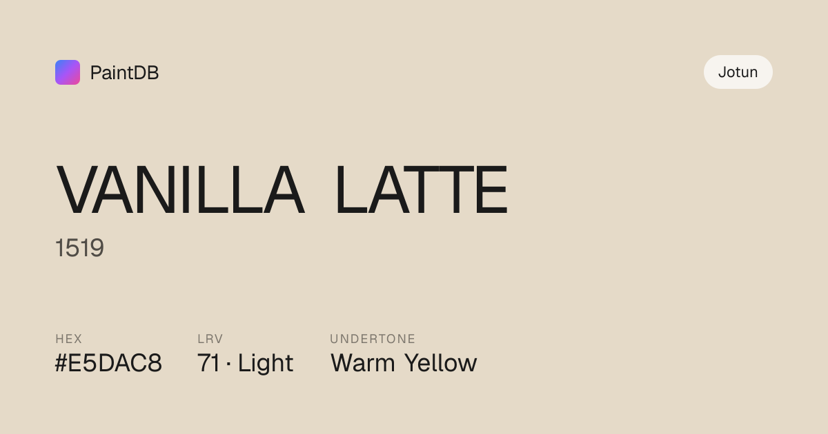 Jotun 1519 Vanilla Latte — Warm Beige, LRV 71 | PaintDB