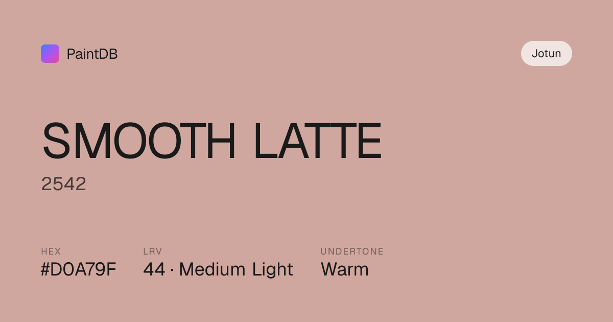 Jotun Smooth Latte (2542) — Warm Pink, LRV 44 | PaintDB