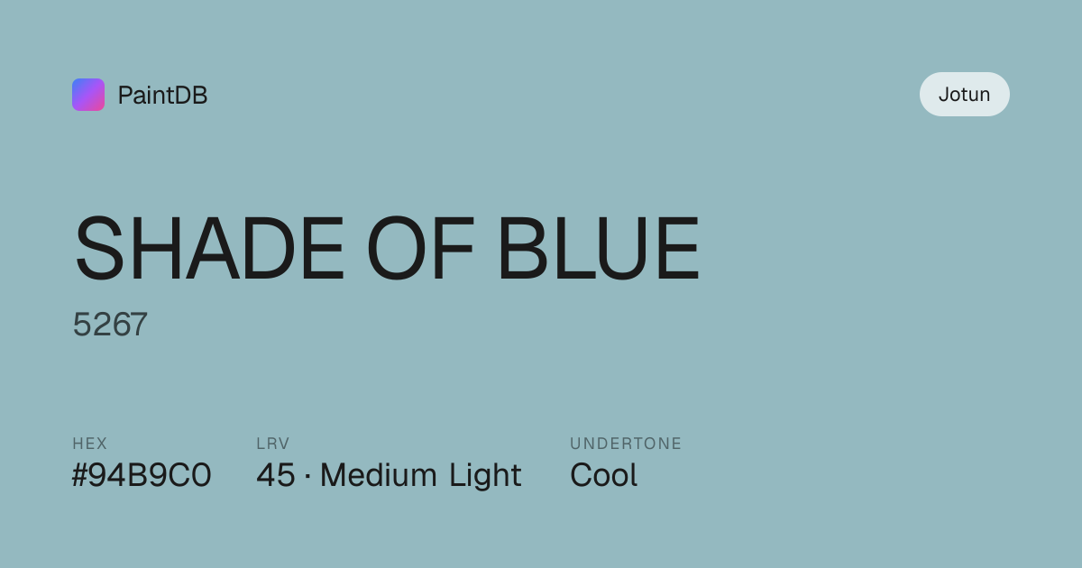 Jotun Shade Of Blue (5267) — Cool Blue, LRV 45 | PaintDB