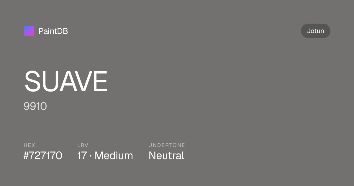 Jotun 9910 Suave — Gray, LRV 17 | PaintDB