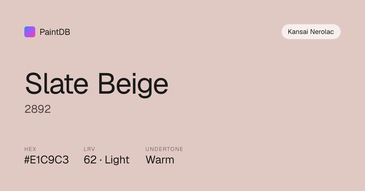 Kansai Nerolac 2892 Slate Beige — Warm Pink, LRV 62 | PaintDB