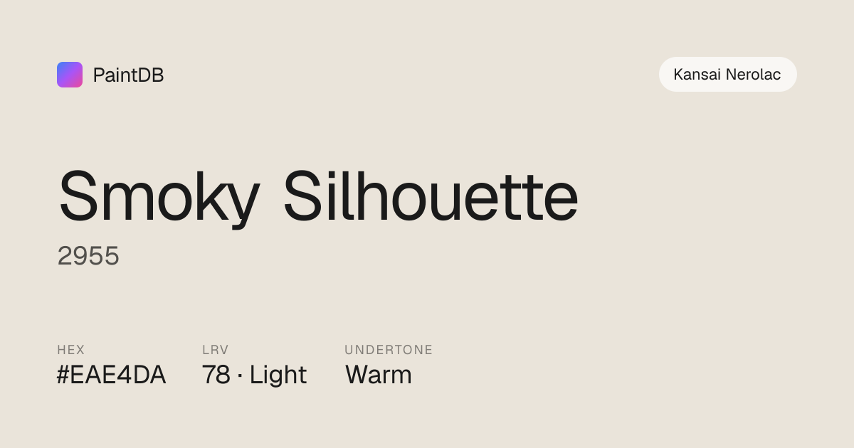 Kansai Nerolac 2955 Smoky Silhouette — Warm Beige, LRV 78 | PaintDB