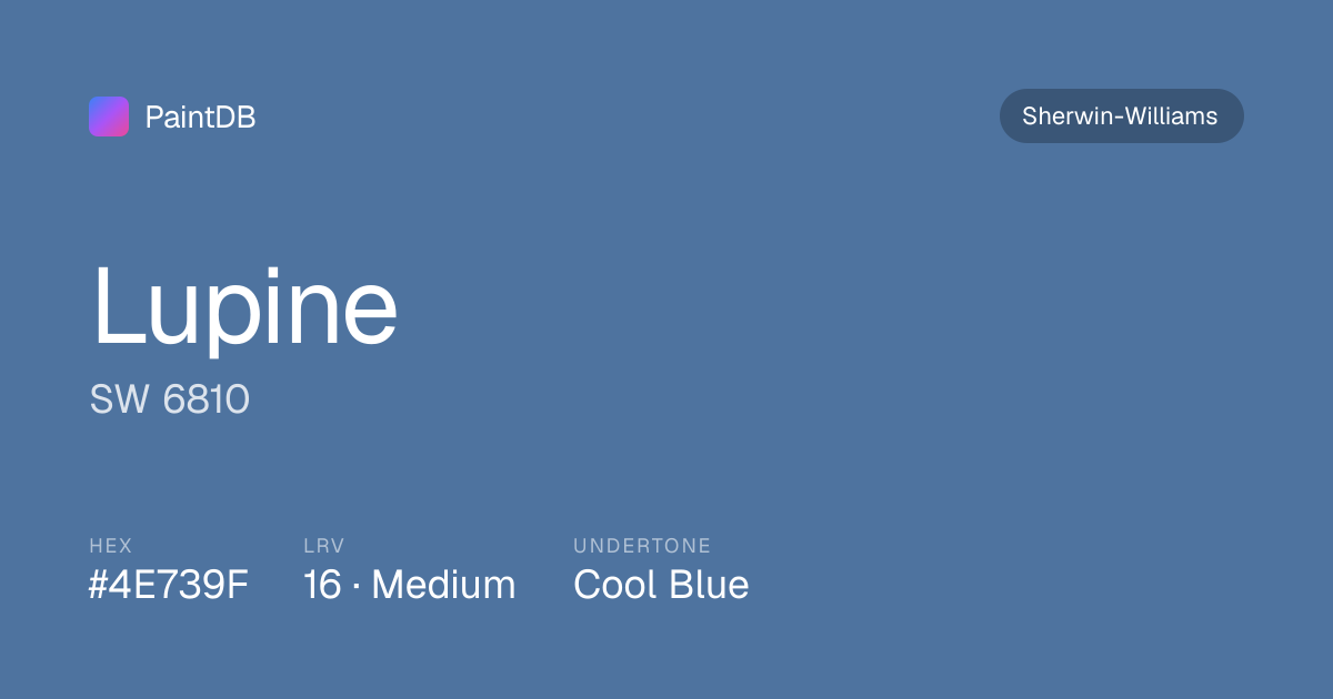 Sherwin-Williams Lupine (SW 6810) — Cool Blue, LRV 16 | PaintDB