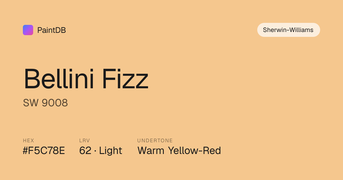 Sherwin-Williams SW 9008 Bellini Fizz — Warm Yellow, LRV 62 | PaintDB