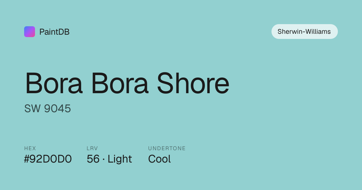 Sherwin-Williams Bora Bora Shore (SW 9045) — Cool Blue, LRV 56 | PaintDB