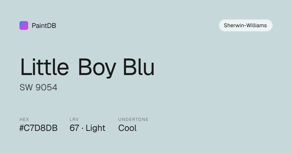 Sherwin-Williams Little Boy Blu (SW 9054) — Blue, LRV 67 | PaintDB