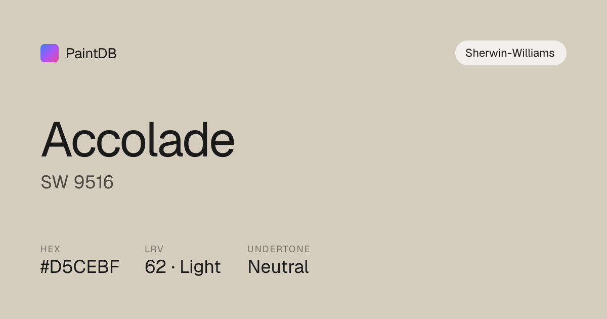 Sherwin-Williams Accolade (SW 9516) — Warm Beige, LRV 62 | PaintDB
