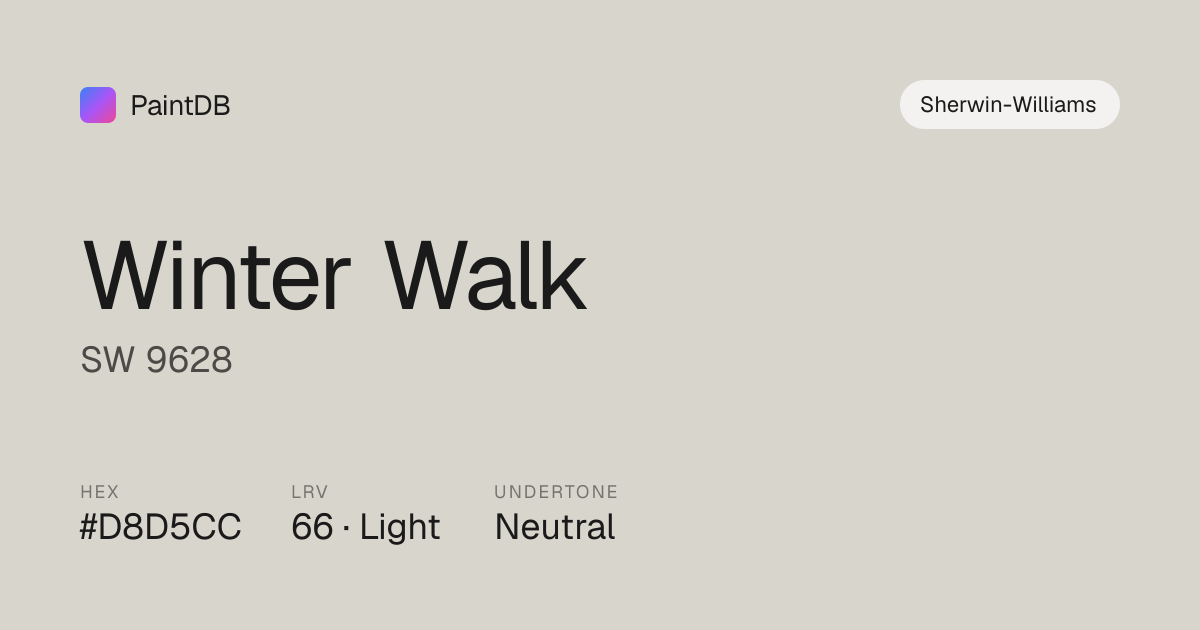 Sherwin-Williams Winter Walk (SW 9628) — Beige, LRV 66 | PaintDB